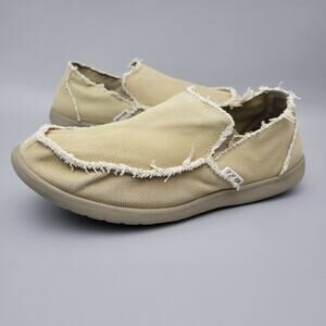 Crocs Men's Santa Cruz Loafer Slip on Khaki Tan Comfort Shoes Canvas Size 11